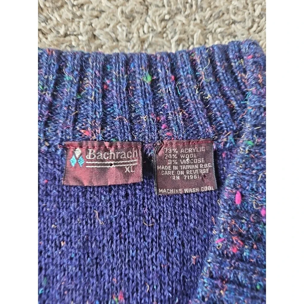 Vintage Mens Bachrach Sweater Vest Size XL Blue With Color Flecks